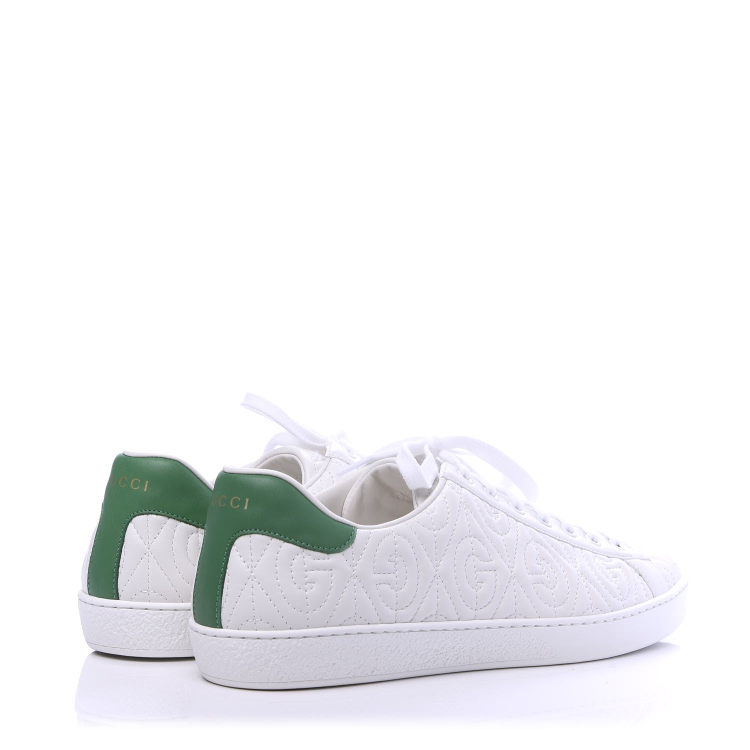Gucci Nappa G Rhombus Mens Ace Sneakers 10 Great White Green 4 of 10