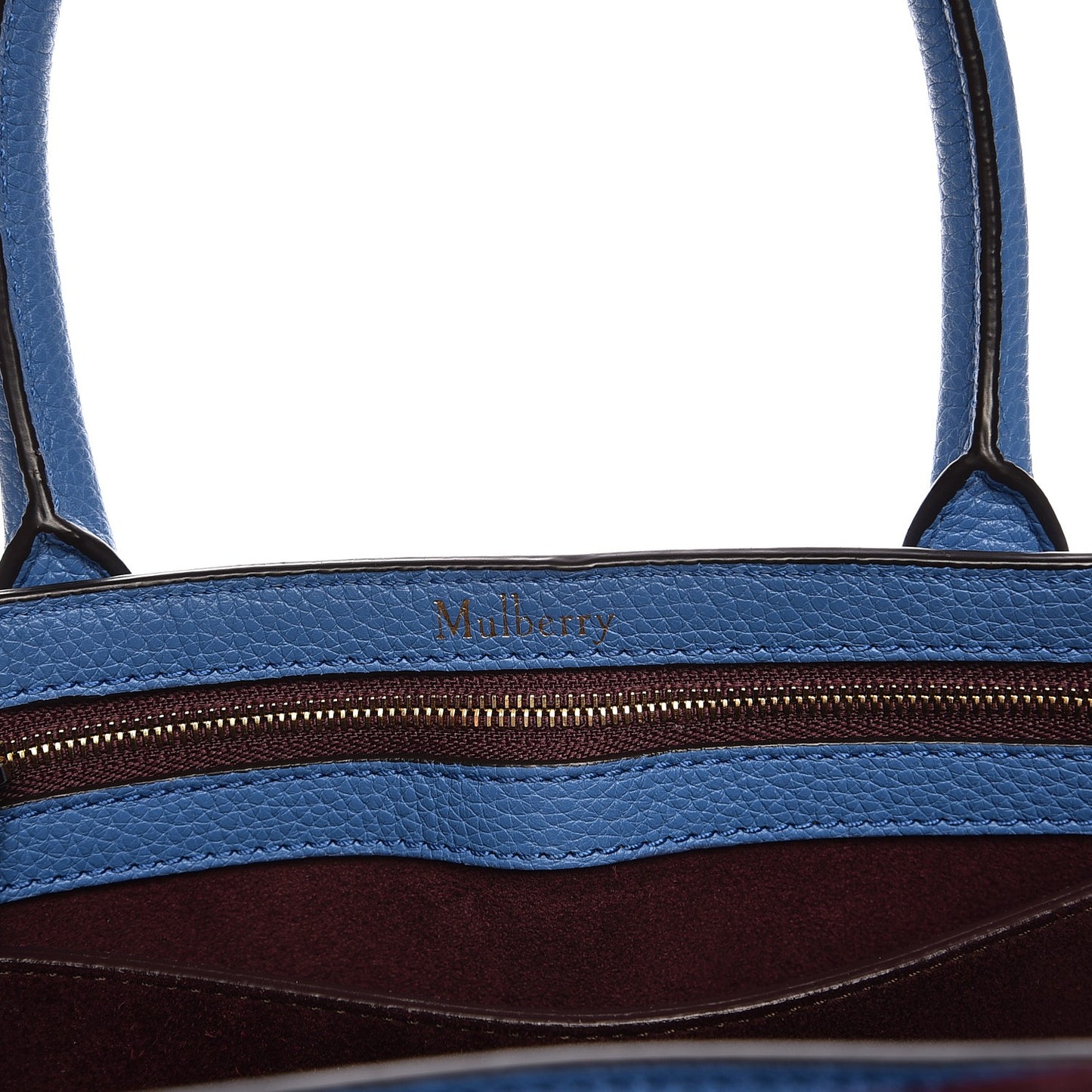 Classic Grain Calfskin Small Bayswater Porcelain Blue