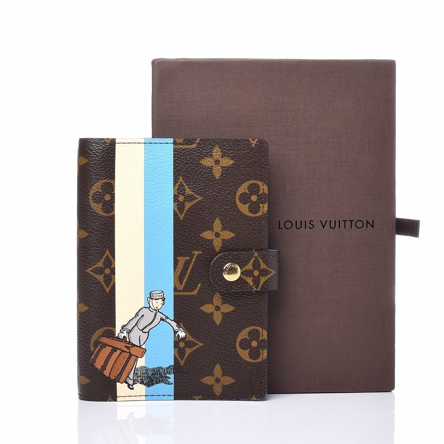 Louis Vuitton Monogram Groom Small Ring Agenda Cover Blue 7 of 7
