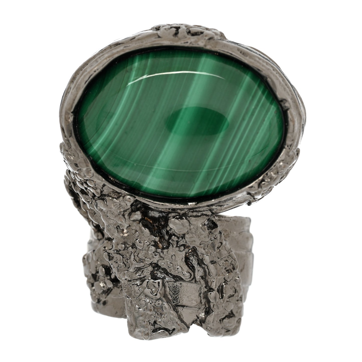 Glass Cabochon Arty Ovale Ring 52 6 Gunmetal Jade