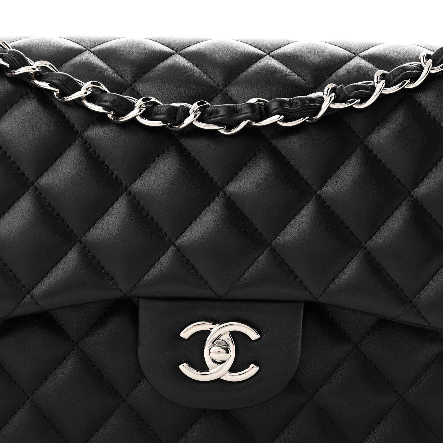 Chanel Lambskin Quilted Jumbo Double Flap Black 8 of 10