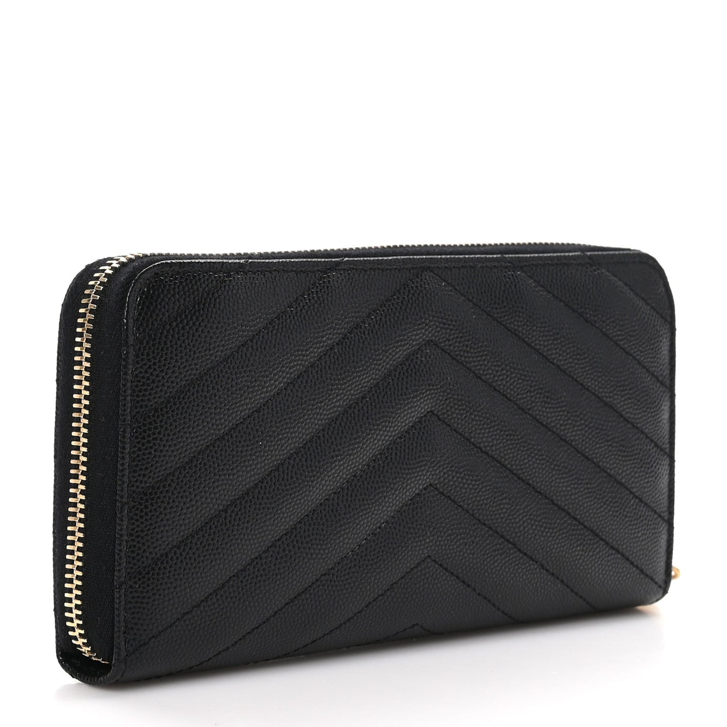 Grain De Poudre Matelasse Chevron Monogram Zip Around Wallet Black