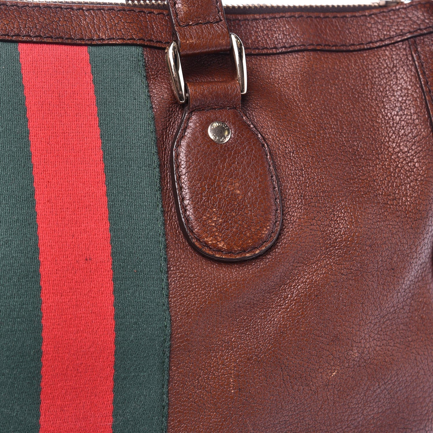 Gucci Calfskin Web Large Seventies Tote Brown 12 of 13