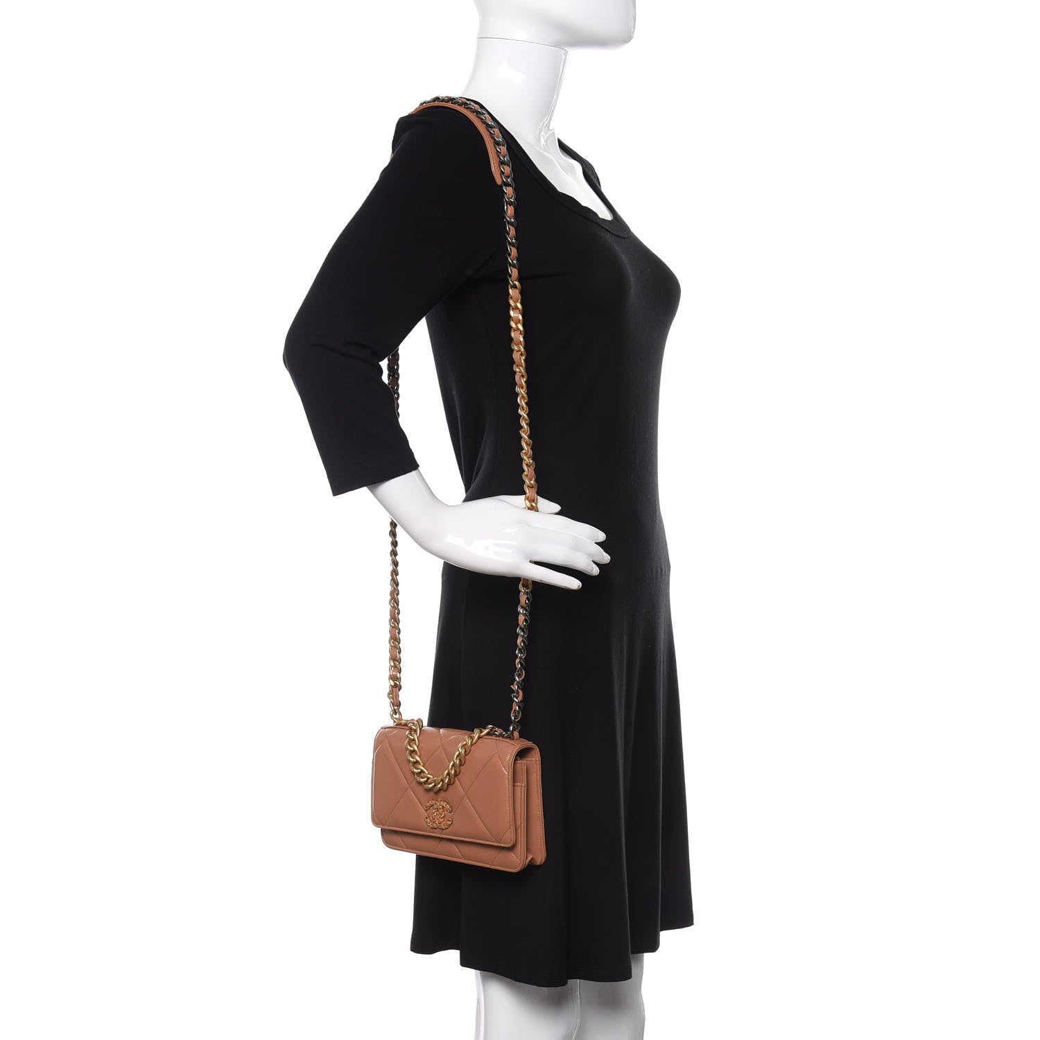 Chanel Lambskin Quilted 19 Wallet On Chain WOC Brown 2 of 13