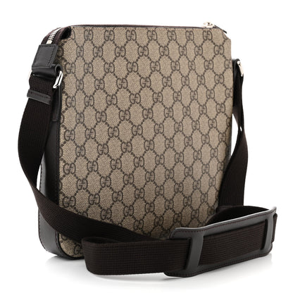 Gucci GG Supreme Monogram Selleria Calfskin Small Flat Messenger Bag Beige Ebony Cocoa Marrone Scuro 2 of 10