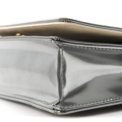 Christian Dior Metallic Patent Studded Diorama Top Handle Wallet on Chain Pouch Silver 11 of 11
