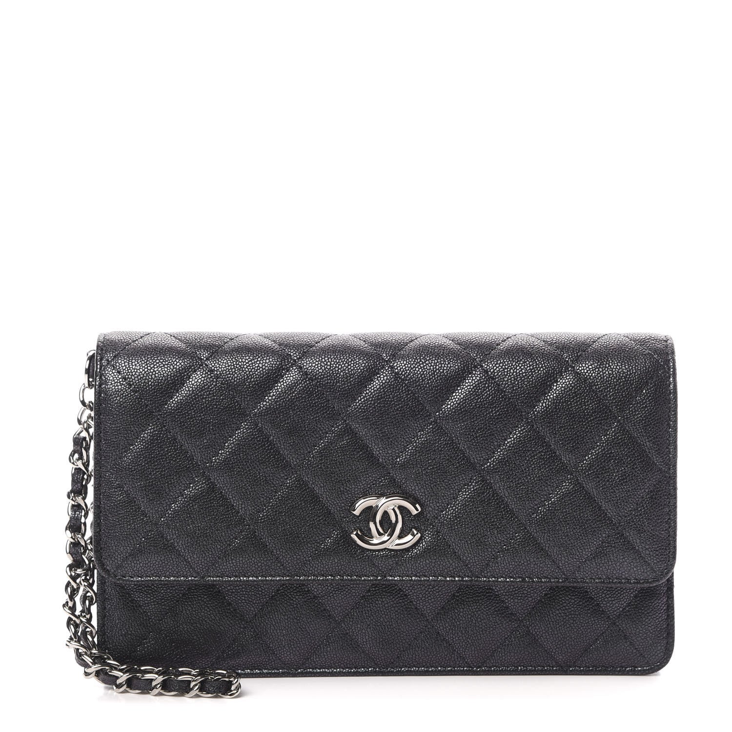 Chanel Iridescent Caviar Quilted Classic Pouch Clutch Black 1 of 11