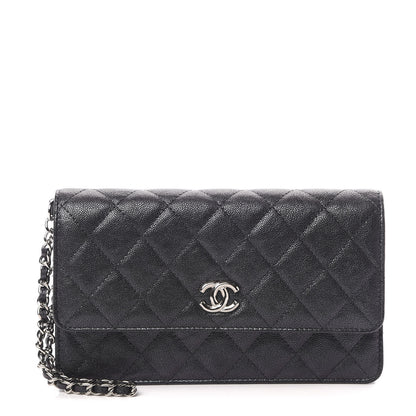 Chanel Iridescent Caviar Quilted Classic Pouch Clutch Black 1 of 11