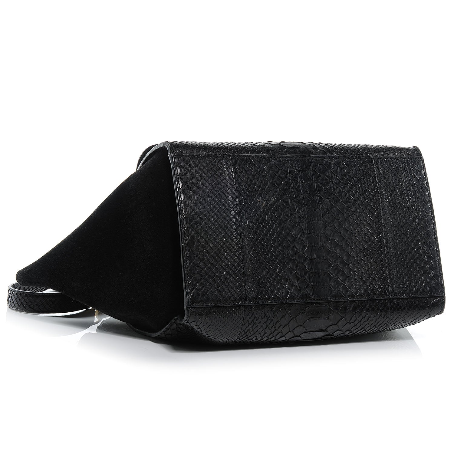 Celine Python and Suede Small Trapeze Black 3 of 6