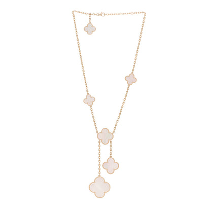 Van Cleef & Arpels 18K Yellow Gold Mother of Pearl 6 Motifs Magic Alhambra Necklace 3 of 5