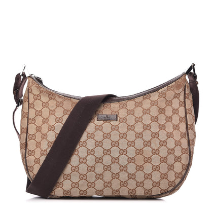 Gucci Monogram Medium Half Moon Hobo Dark Brown 1 of 15