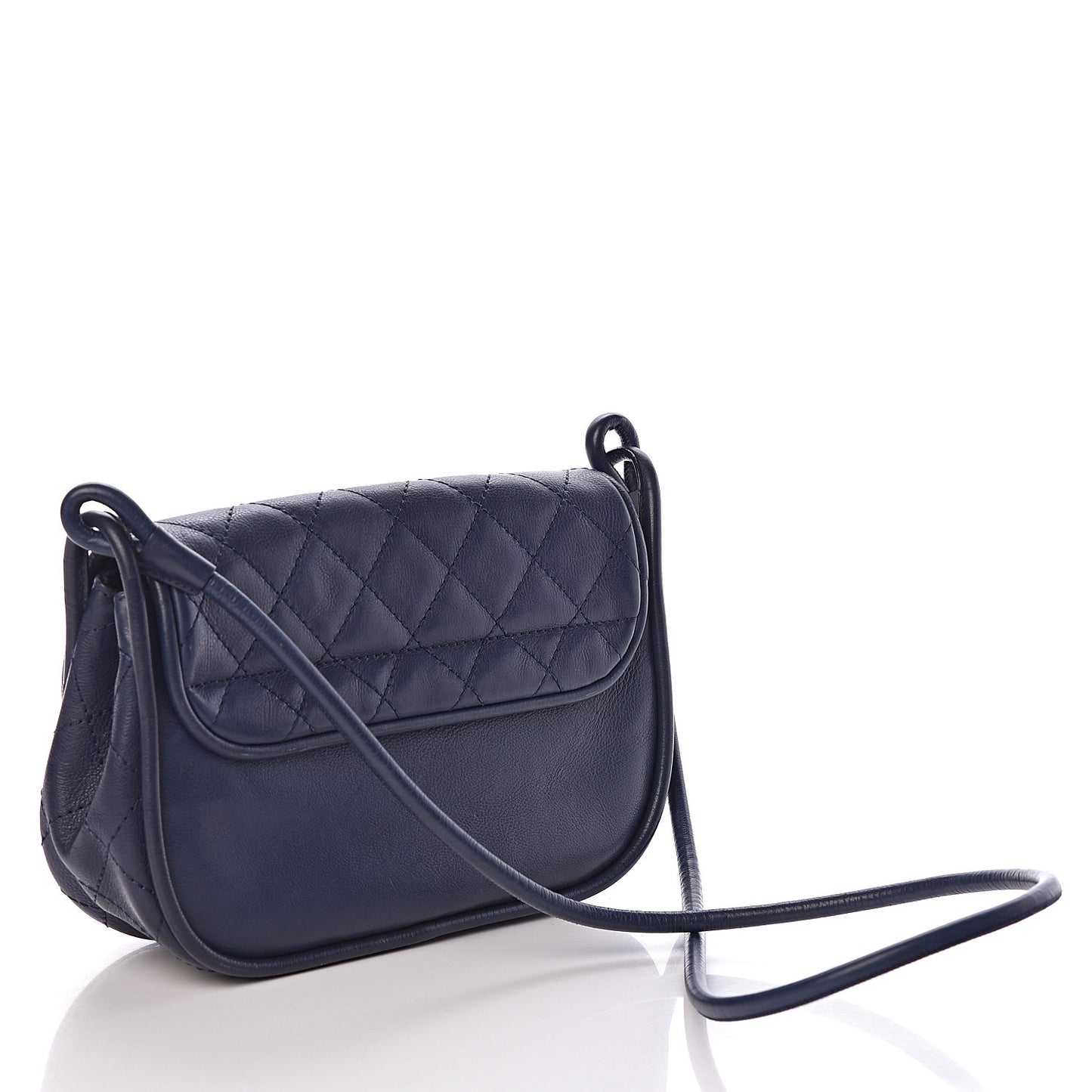 Calfskin Stitched Flap Bag Navy