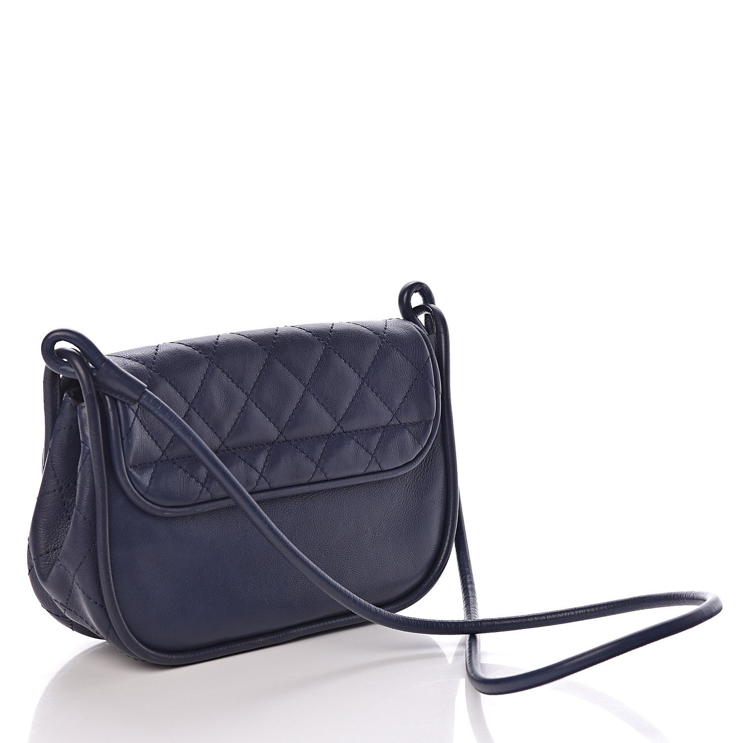 Chanel Calfskin Stitched Flap Bag Navy 3 of 9