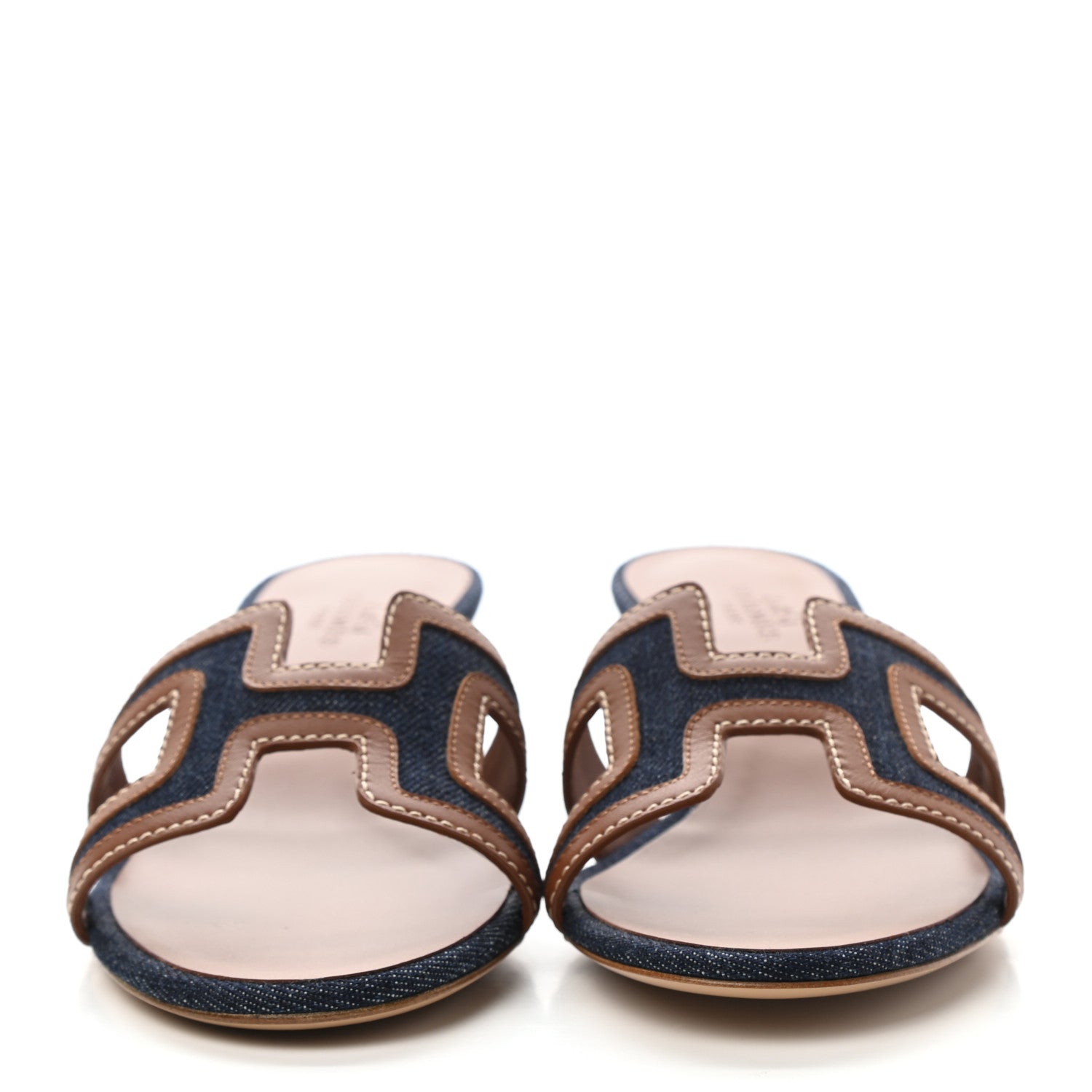 Hermes Calfskin Denim Oasis Sandals 35.5 Bleu Brut Gold 2 of 9