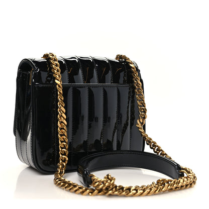 Saint Laurent Patent Calfskin Matelasse Monogram Small Vicky Chain Bag Black 3 of 10