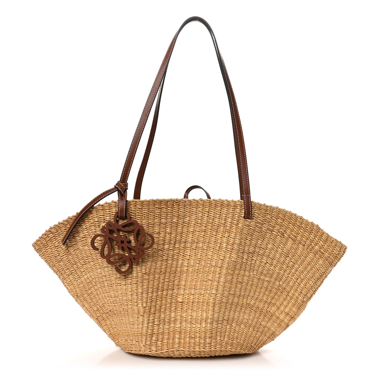 Calfskin Raffia Paulas Ibiza Small Shell Basket Tote Bag Natural Tan