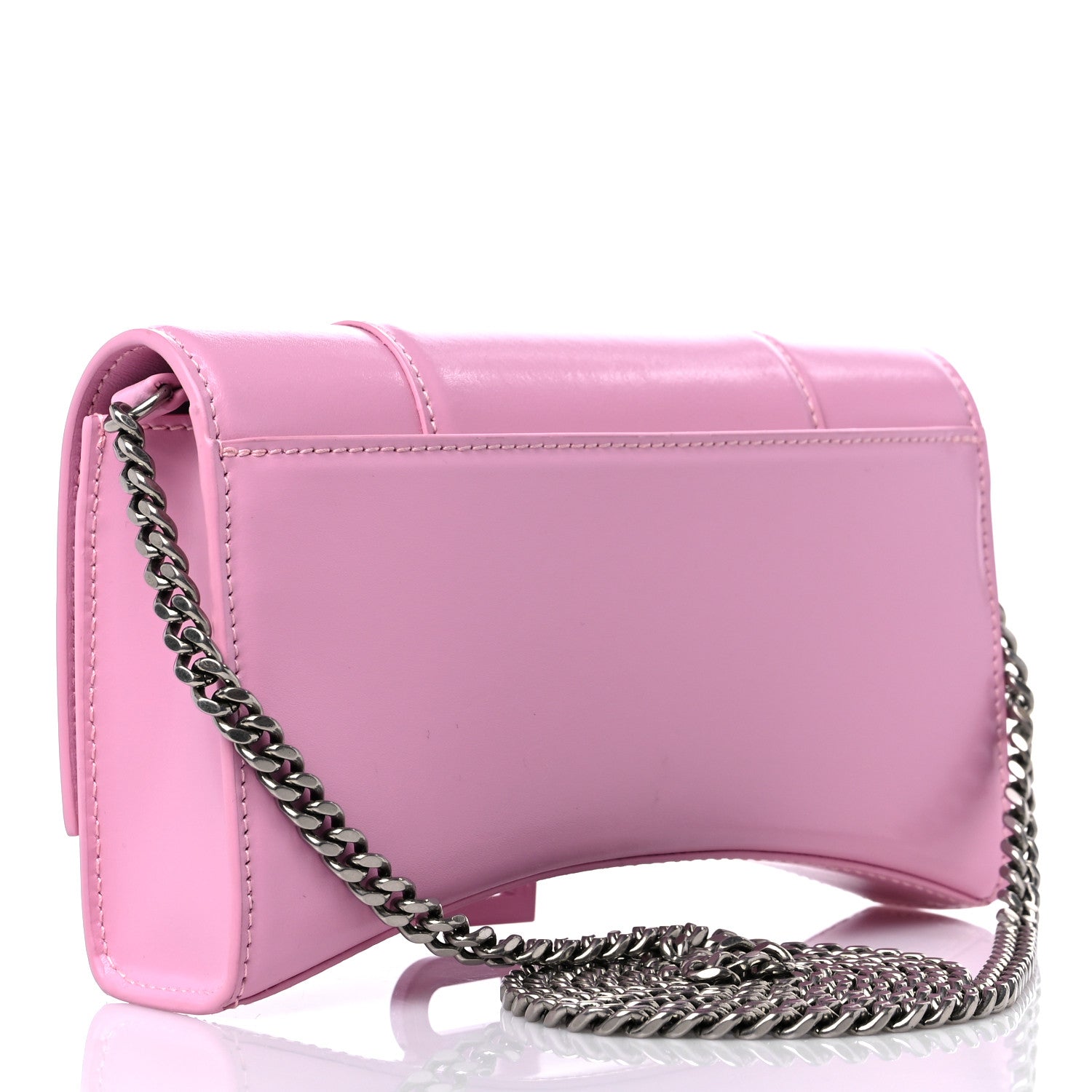 Balenciaga Shiny Box Calfskin Tonal B Hourglass Chain Bag Candy Pink 3 of 13