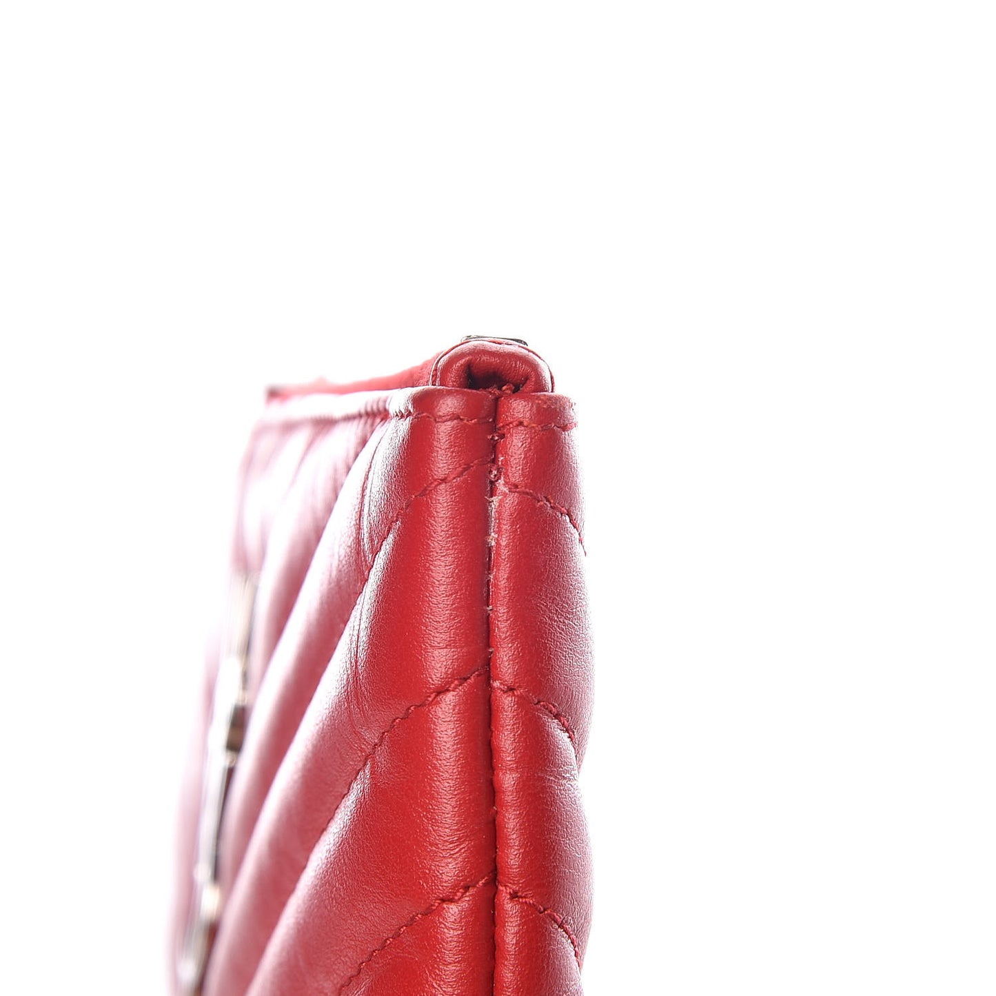 Calfskin Matelasse Chevron Monogram Pouch Red