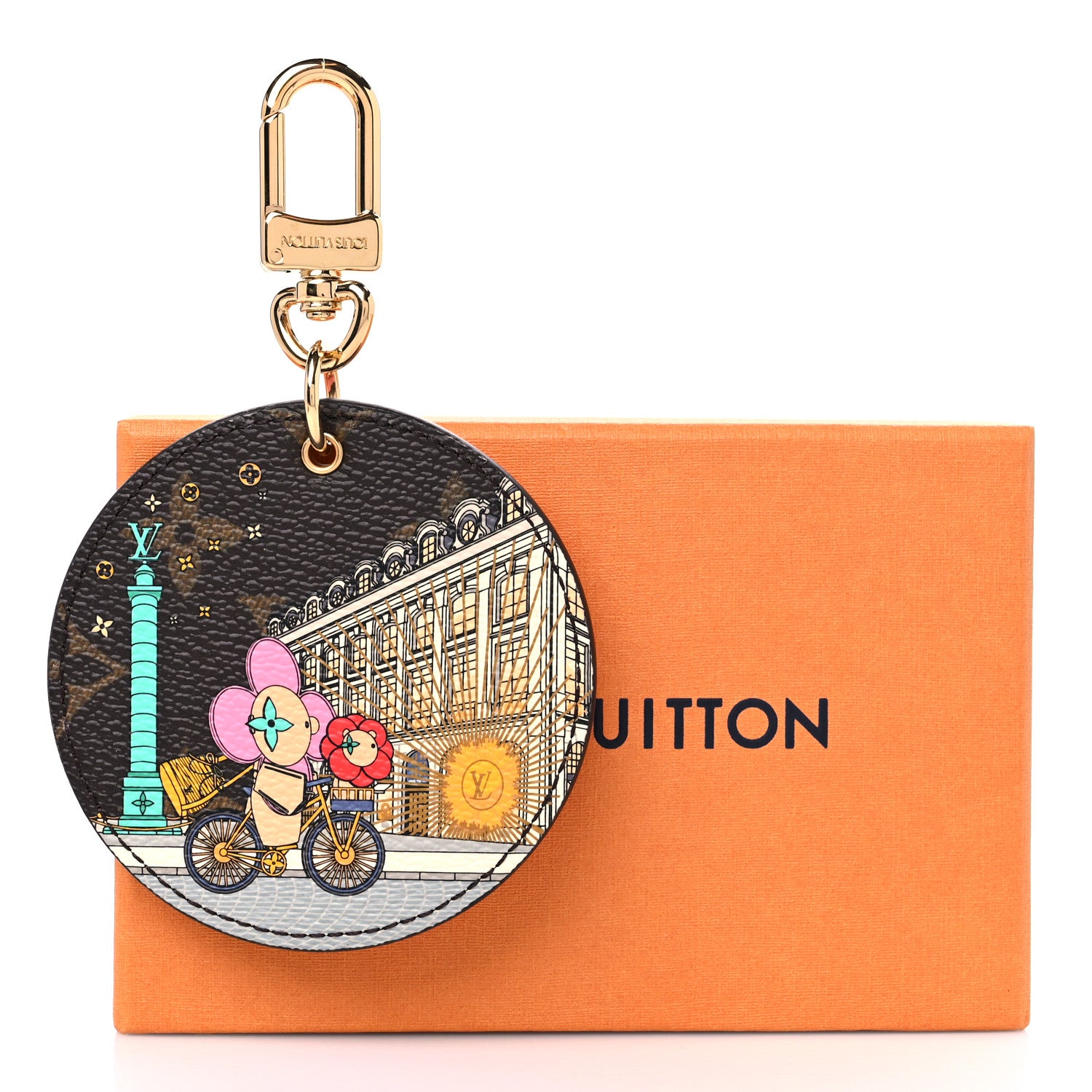 Louis Vuitton Monogram 2022 Christmas Animation Paris Bag Charm Key Ring Pink 4 of 4
