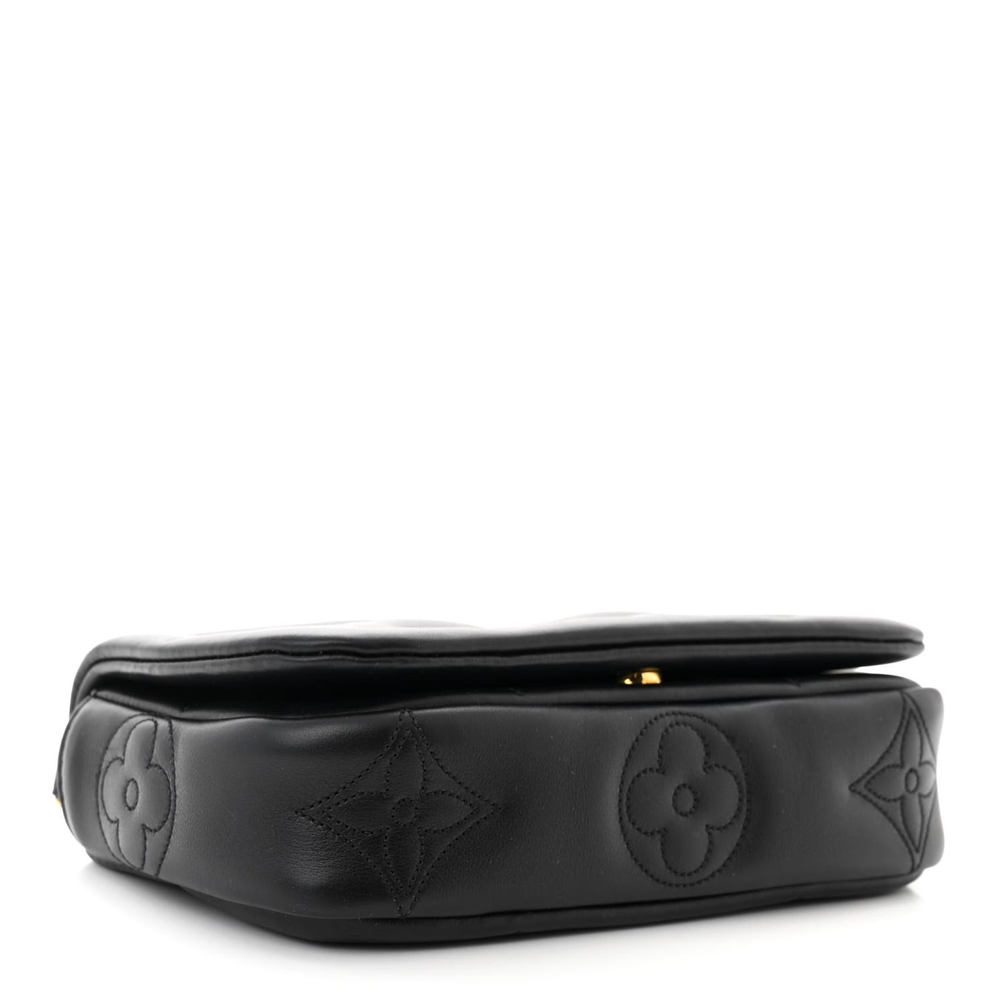 Calfskin Bubblegram Wallet On Strap Black