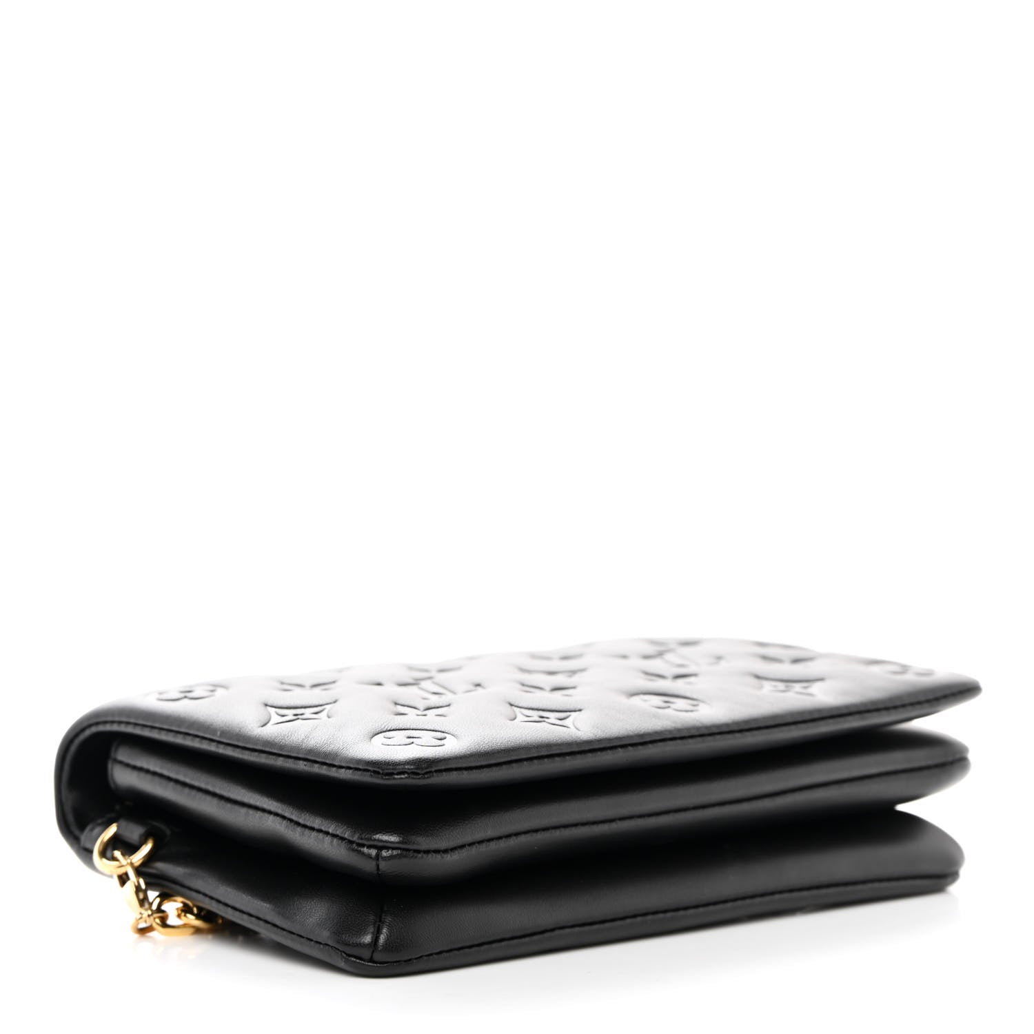Louis Vuitton Lambskin Embossed Monogram Pochette Coussin Black 4 of 15