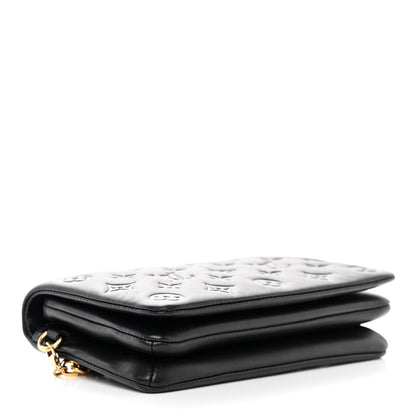 Louis Vuitton Lambskin Embossed Monogram Pochette Coussin Black 4 of 15