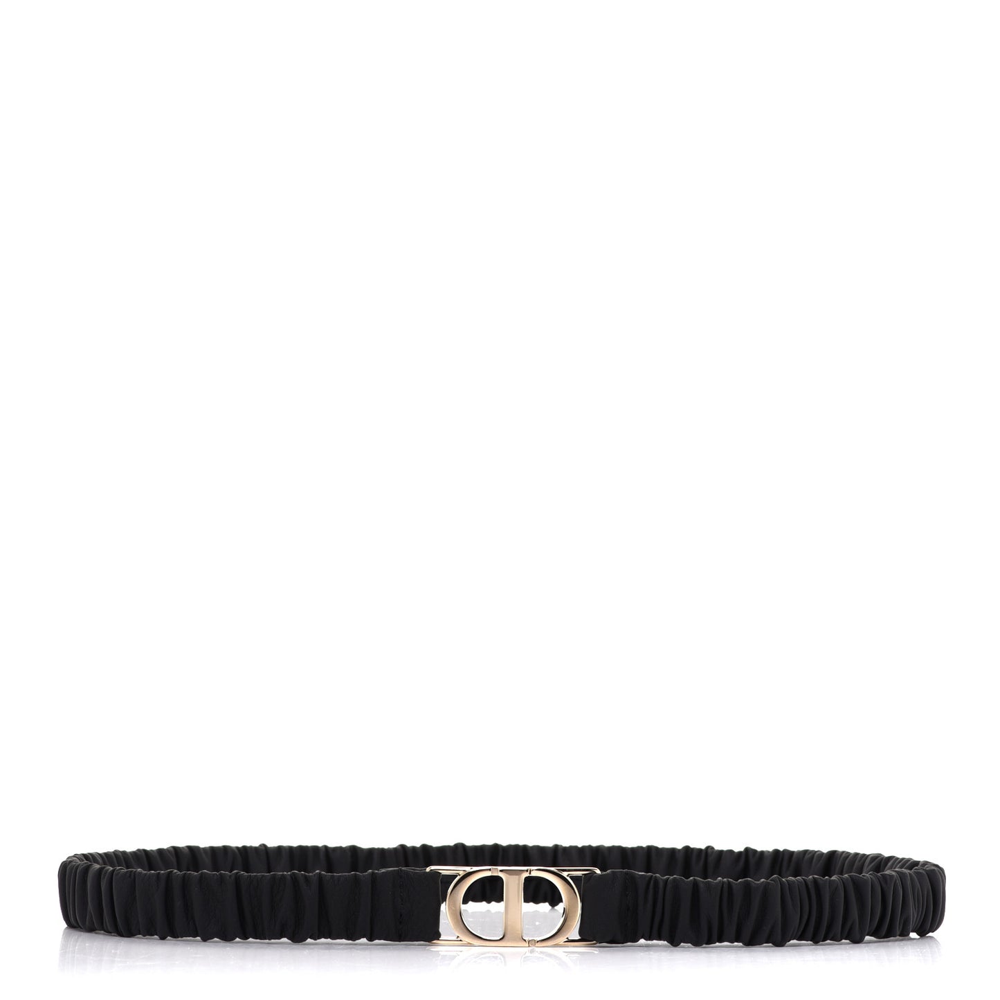 Pleated Lambskin 20mm 30 Montaigne Stretch Belt M Black