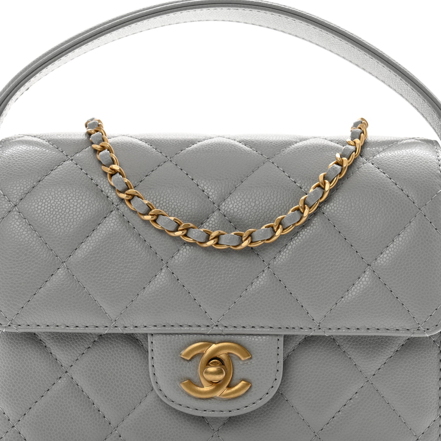 Chanel Shiny Caviar Quilted Mini Top Handle Flap Bag Grey 9 of 11