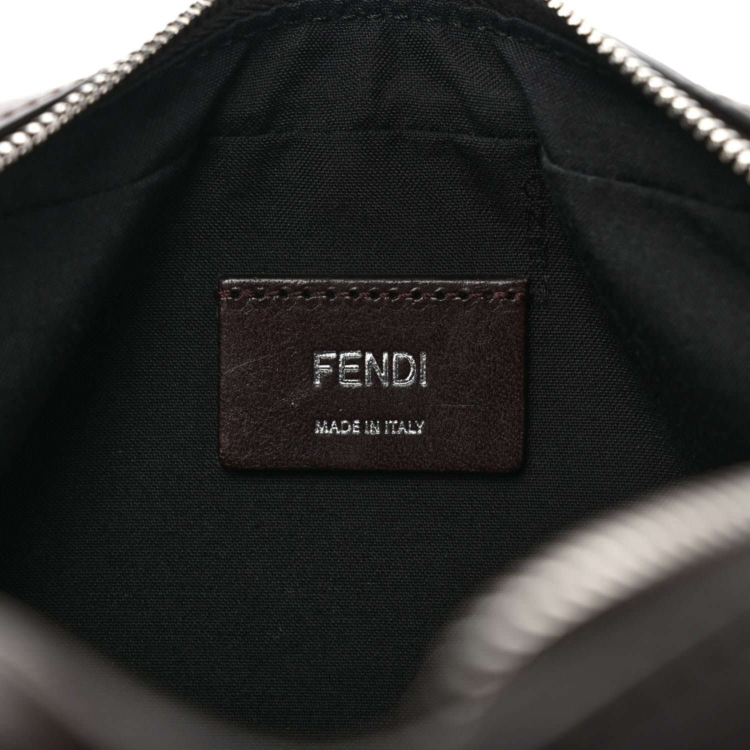 Fendi Shiny Glazed Fabric Vitello Cover FF 1974 Logo Medium Camera Case Tobacco Moro Giallo Ebano 6 of 9