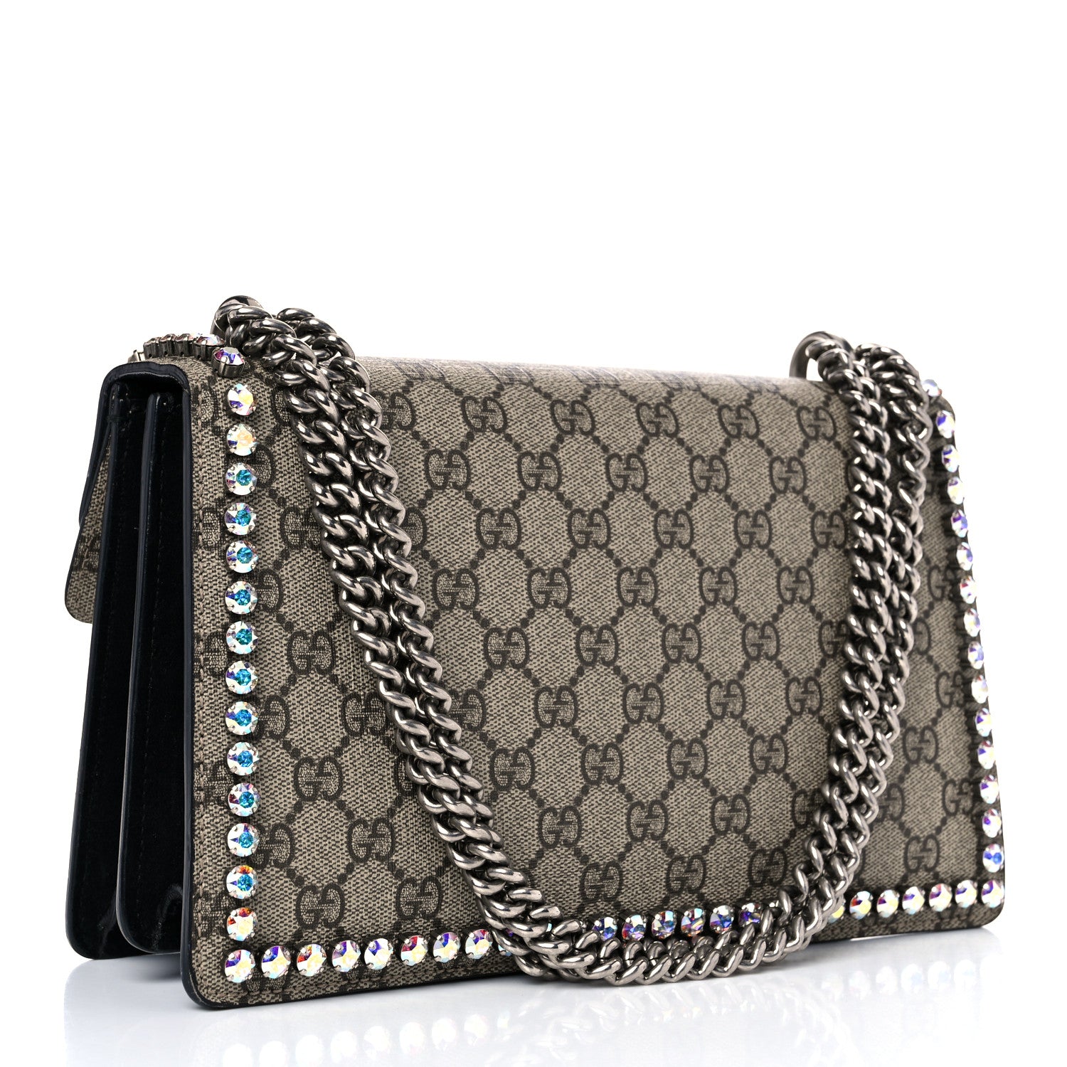 Gucci GG Supreme Monogram Crystal Small Dionysus Shoulder Bag Black 3 of 18