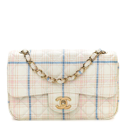 Chanel Calfskin Plaid Quilted Mini Rectangular Flap White Multicolor 1 of 9