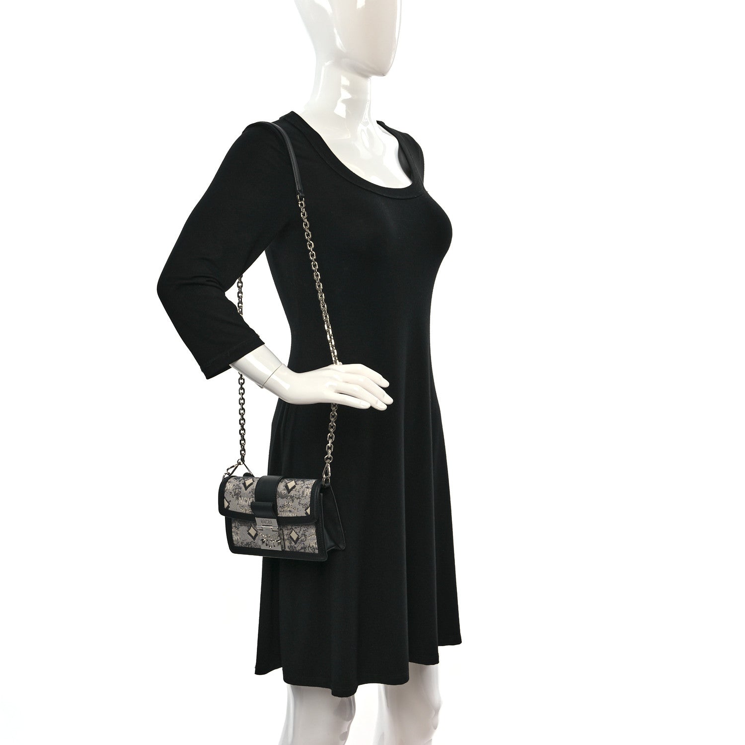 MCM Vintage Jacquard Monogram Mini Tracy Crossbody Black 2 of 11