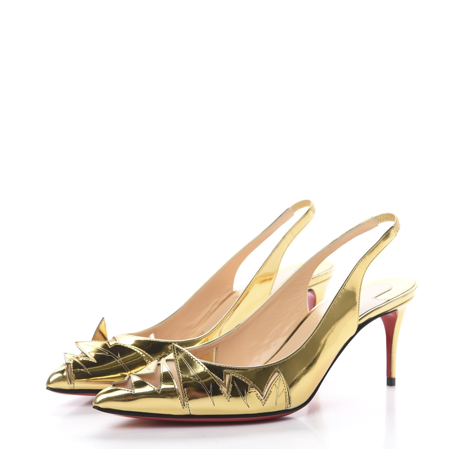 Christian Louboutin Rete Specchio Frescobella 70 Pumps 35 Gold 3 of 10