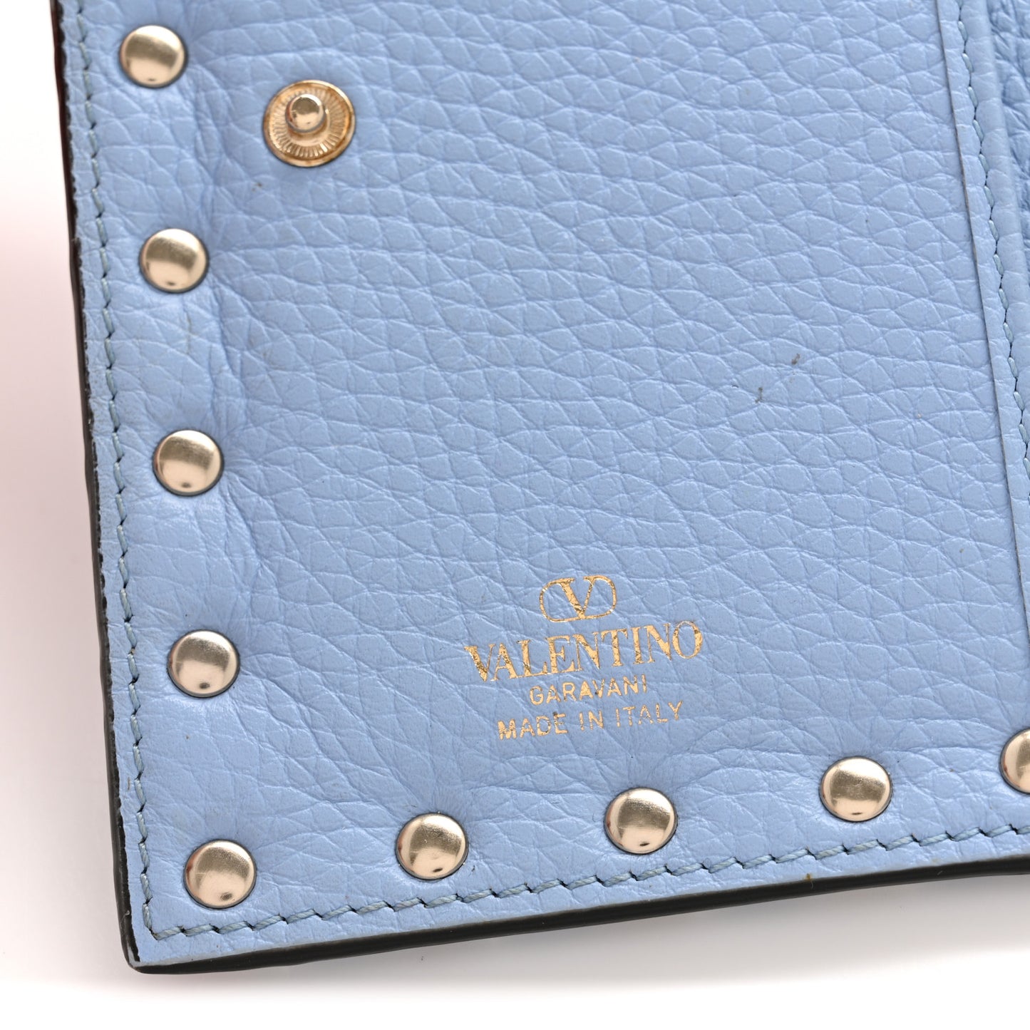 Grainy Calfskin Rockstud Coin Purse Card Holder Niagara