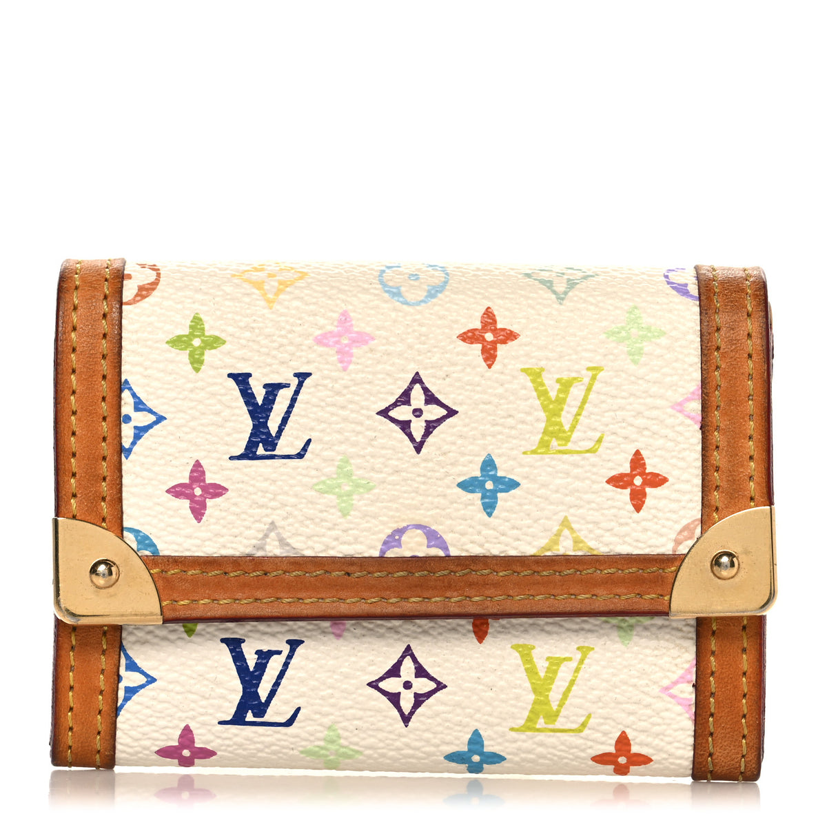 Monogram Multicolor Porte-Monnaie Plat Coin Purse White