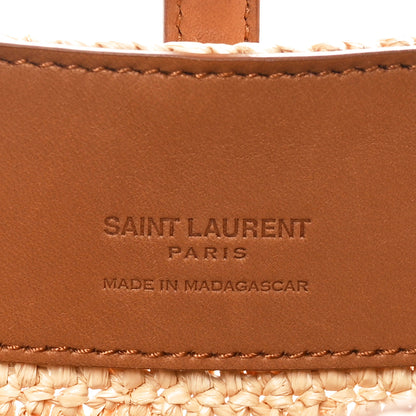 Saint Laurent Raffia Vegetable Tanned Calfskin Le 37 Mini Bucket Bag Natural Brick 6 of 10
