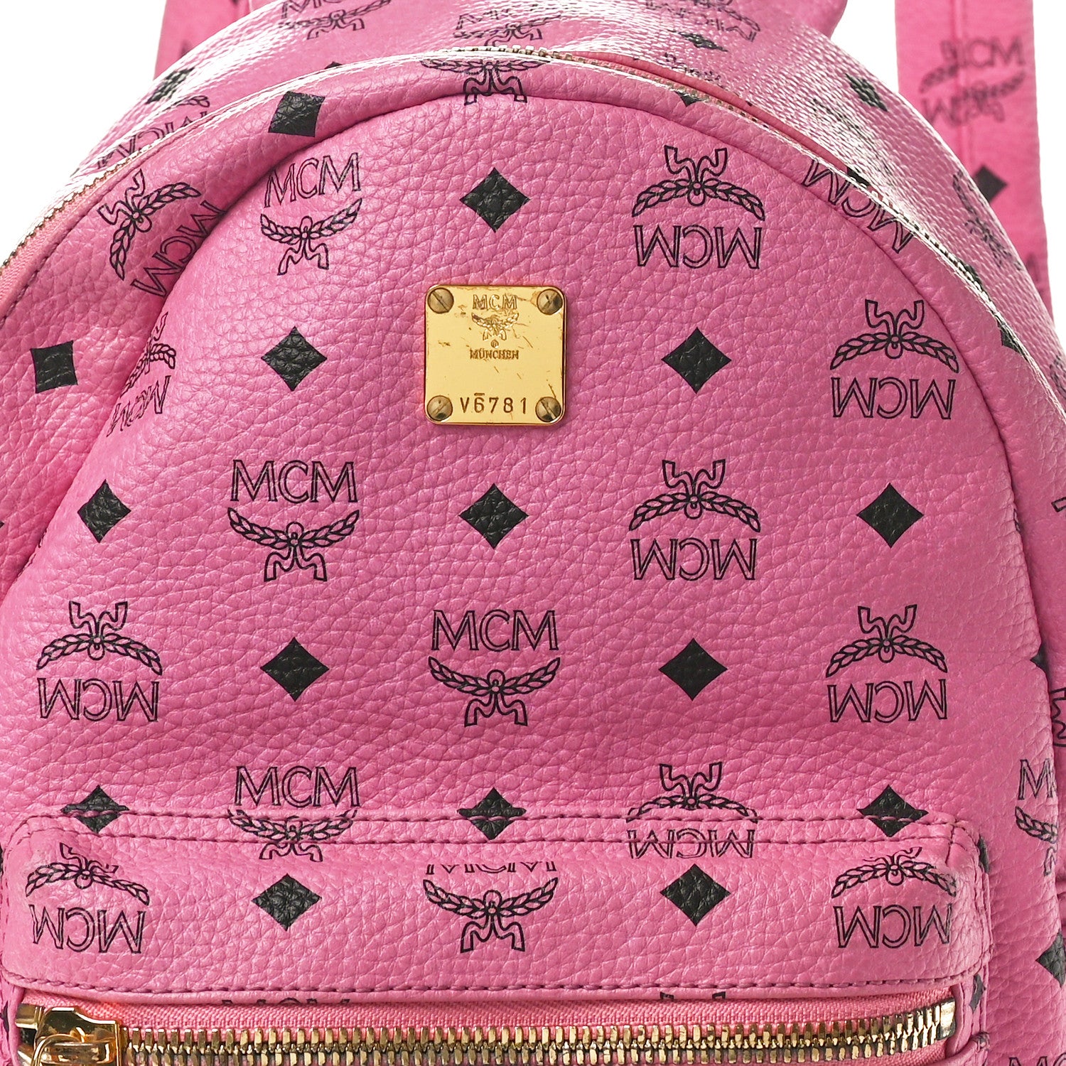 MCM Visetos Small Side Stud Stark Backpack Pink 8 of 10
