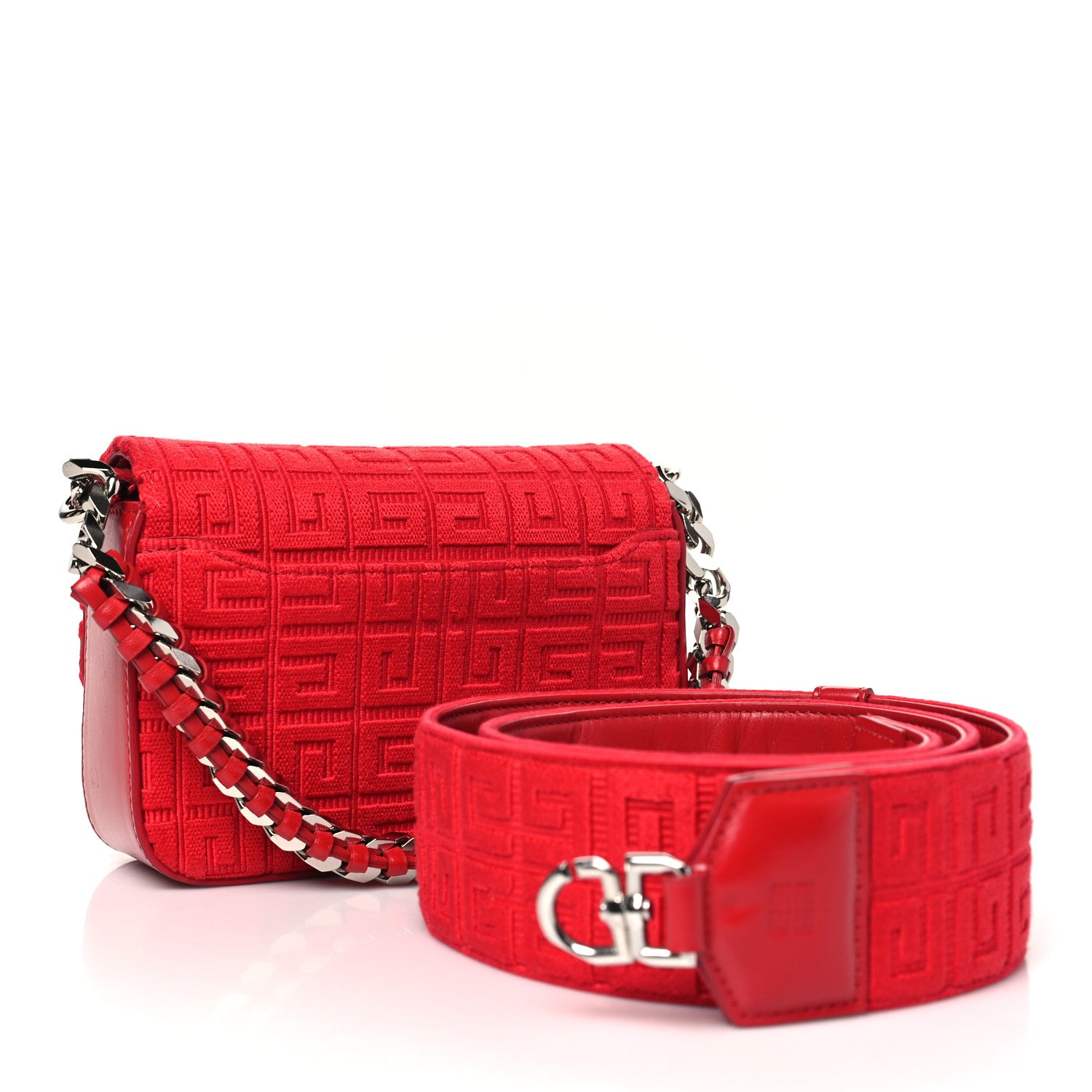 Givenchy Canvas Embroidered Small 4G Woven Chain Crossbody Red 3 of 9