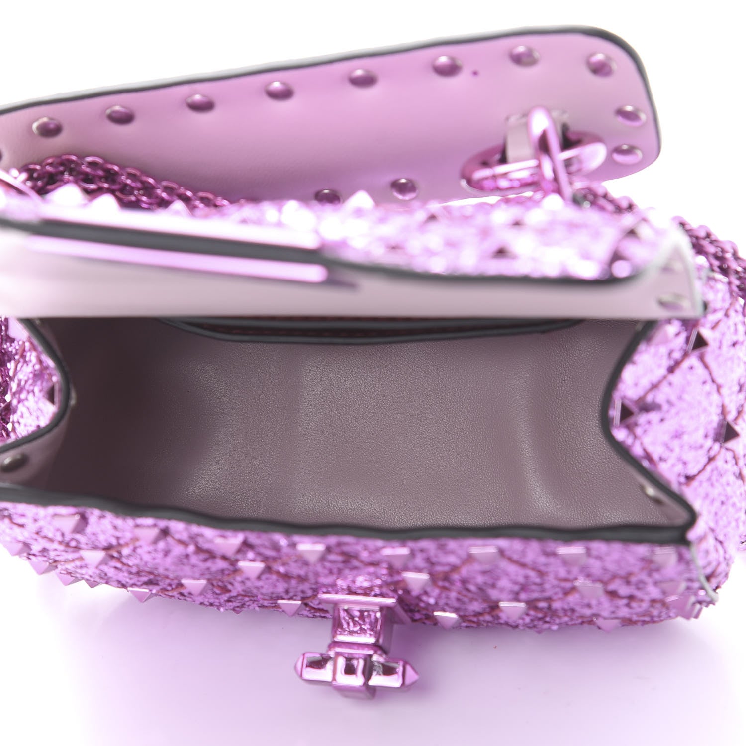 Valentino Garavani Glitter Micro Rockstud Spike Shoulder Bag Water Lilac 5 of 10