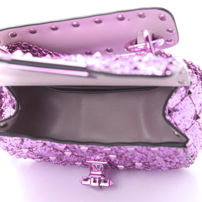 Valentino Garavani Glitter Micro Rockstud Spike Shoulder Bag Water Lilac 5 of 10