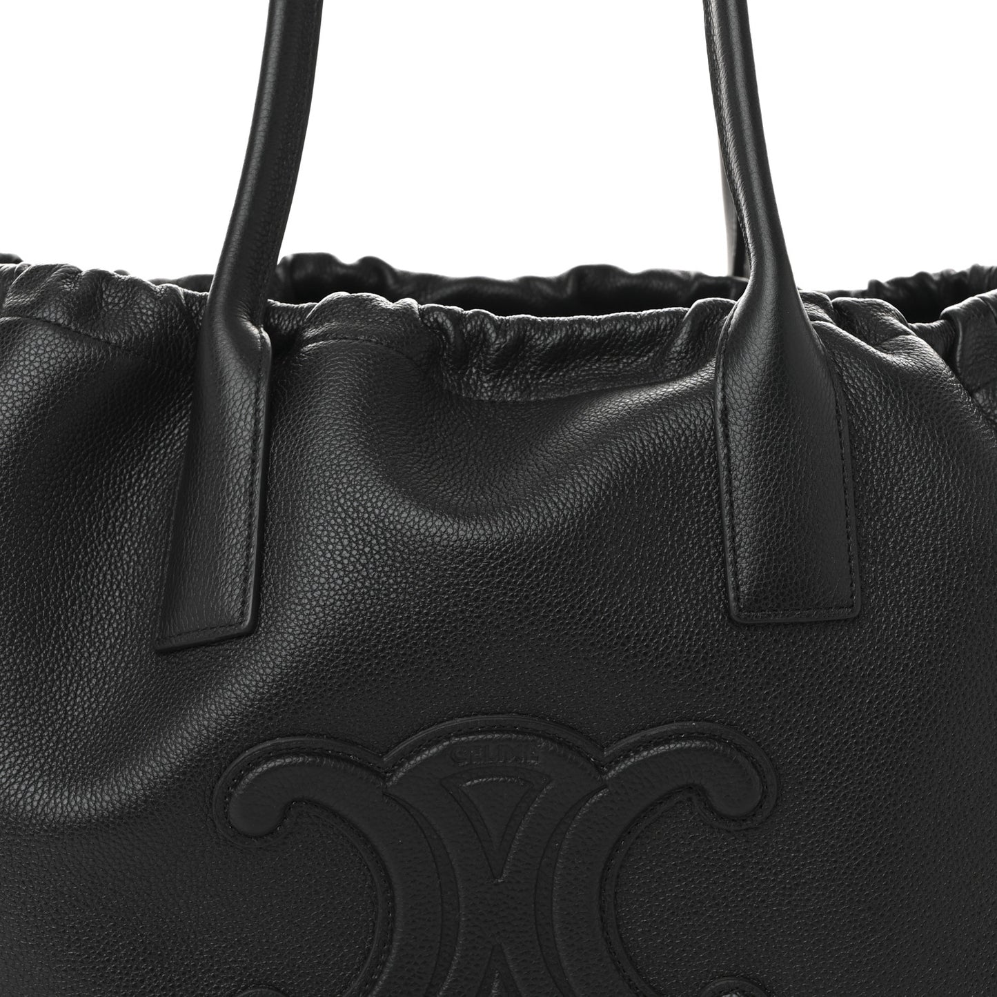 Calfskin Cuir Triomphe Cabas Drawstring Black