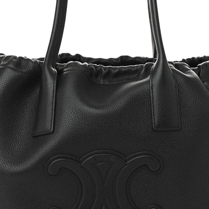 Celine Calfskin Cuir Triomphe Cabas Drawstring Black 7 of 9