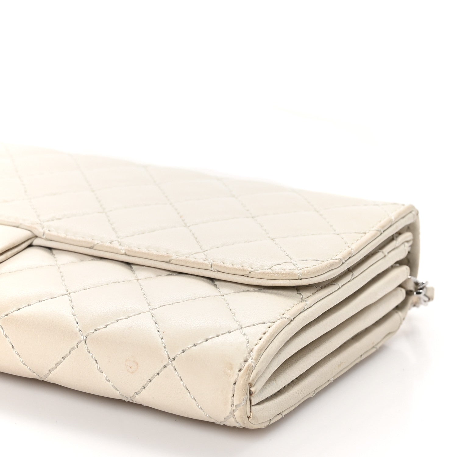 Chanel Lambskin Quilted Chain Clutch Flap White 10 of 12