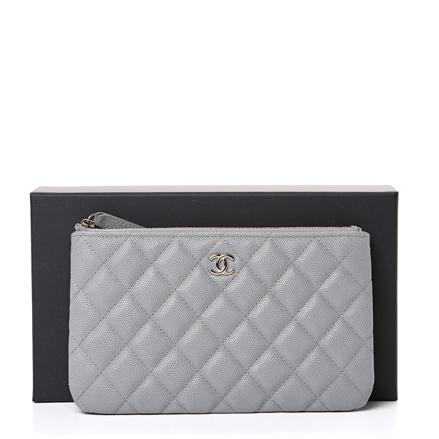 Caviar Quilted Cosmetic Case Grey