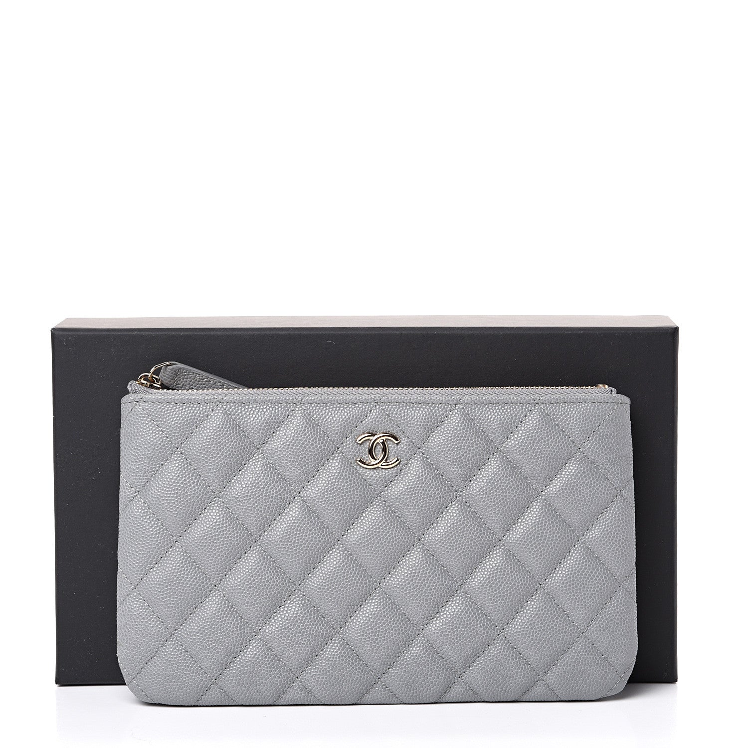 Chanel Caviar Quilted Cosmetic Case Grey 7 of 7