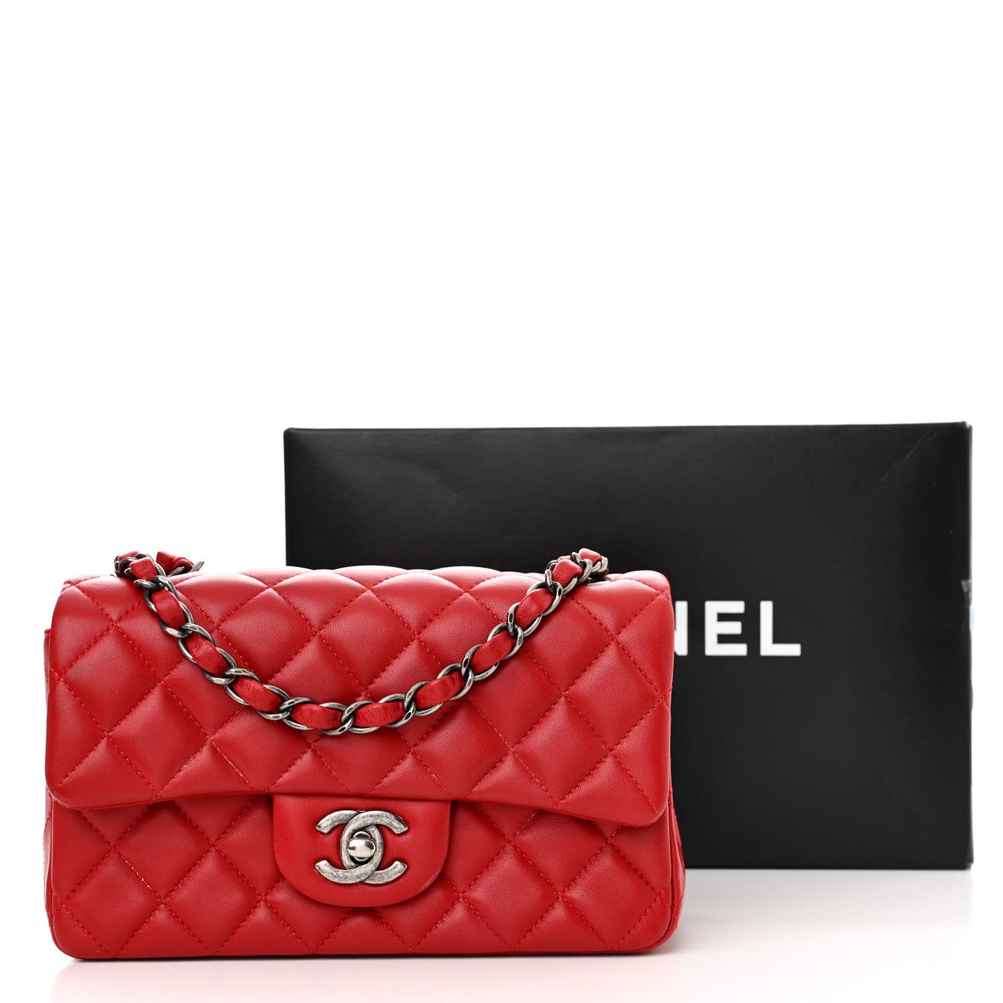 Lambskin Quilted Mini Rectangular Flap Red