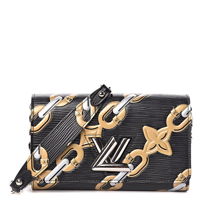Louis Vuitton Epi Chain Flower Print Twist Chain Wallet Black 1 of 10