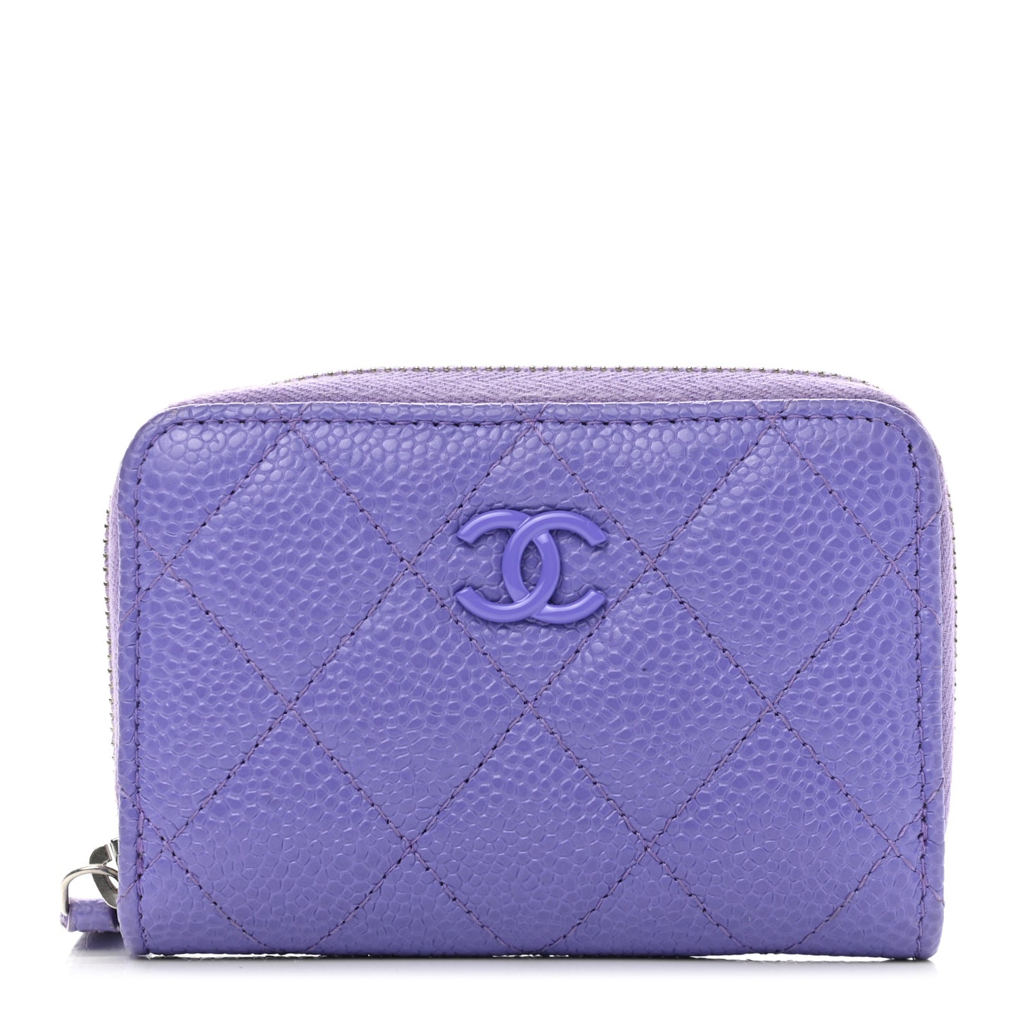 Caviar Quilted Incognito Zip Coin Purse Purple