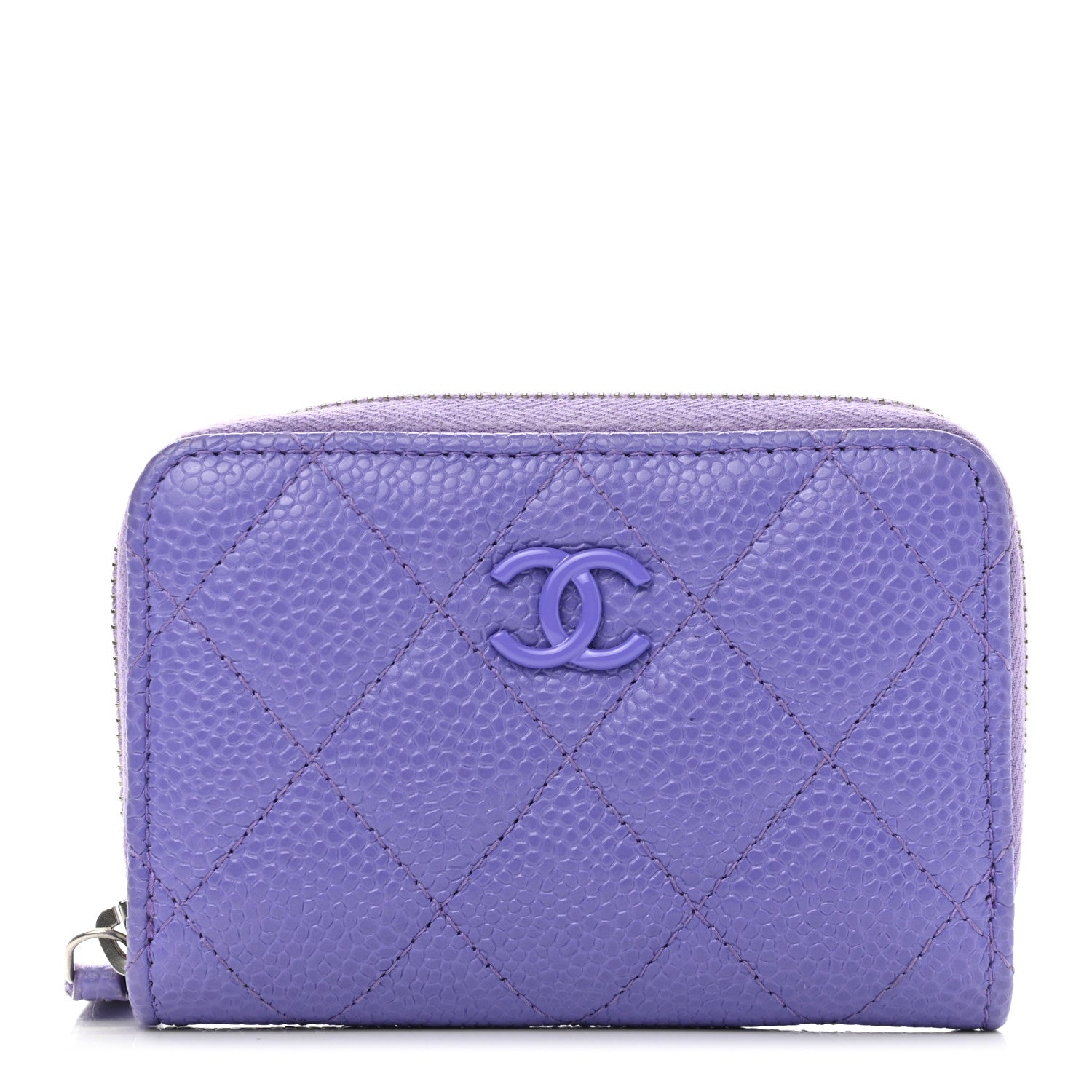 Chanel Caviar Quilted Incognito Zip Coin Purse Purple 2 of 8