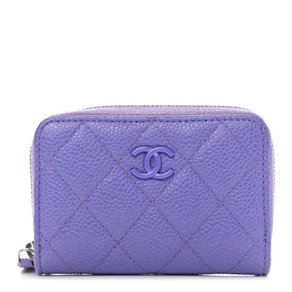 Chanel Caviar Quilted Incognito Zip Coin Purse Purple 2 of 8